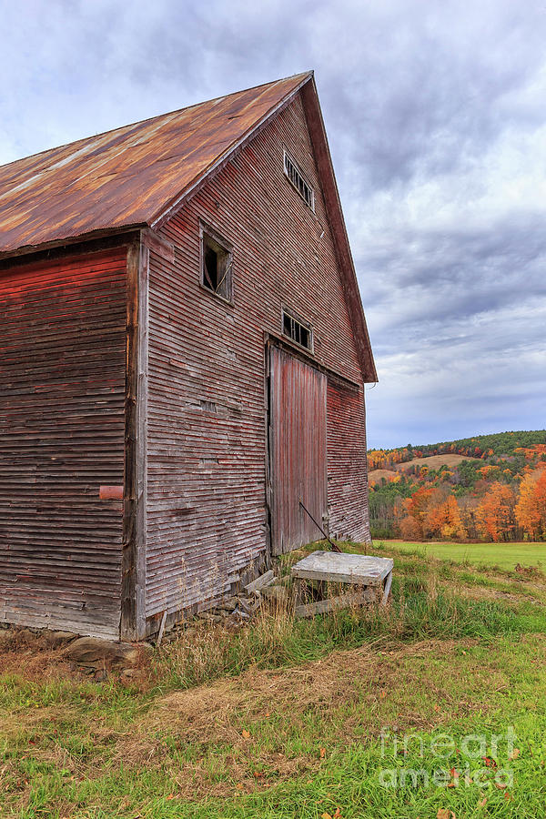 Old Barn Jericho Hill Vermont in Autumn #1 Photograph by Edward Fielding