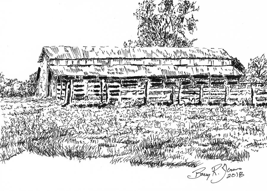 Old Cattle Barn #1 Drawing by Barry Jones