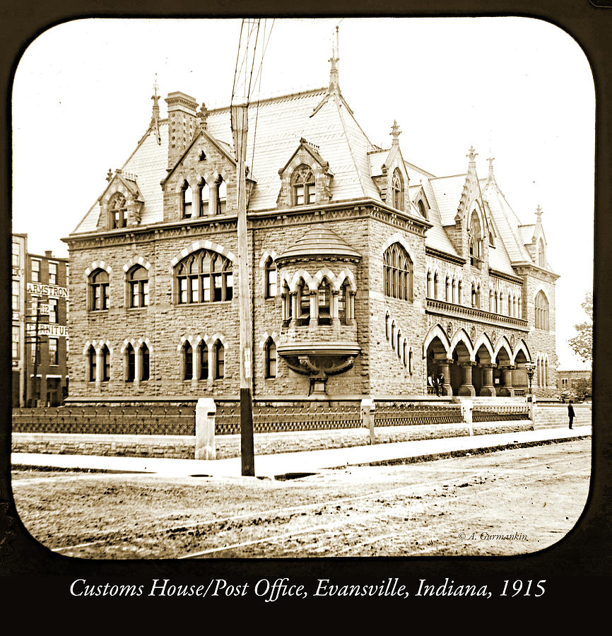Old Customs House and Post Office, Evansville, Indiana, 1915 #1 Photograph by A Macarthur Gurmankin