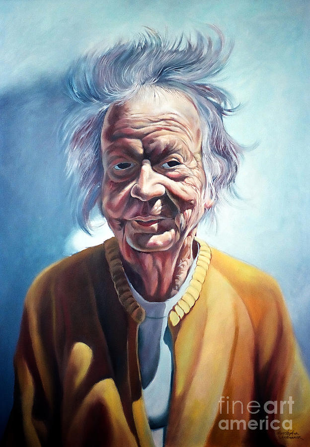 Old Farm Lady #2 Painting by Christopher Shellhammer