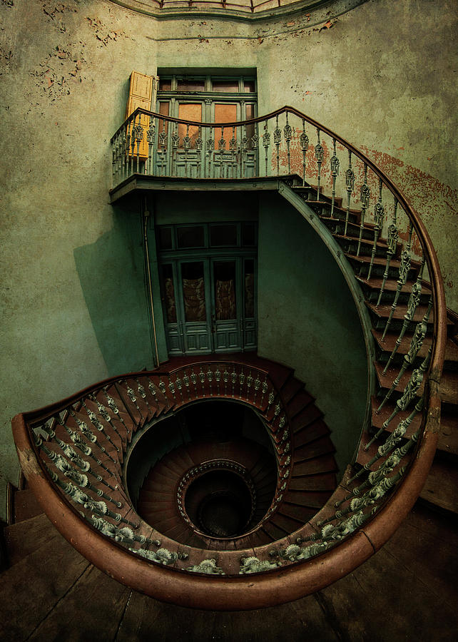 Old forgotten spiral staircase #1 Photograph by Jaroslaw Blaminsky