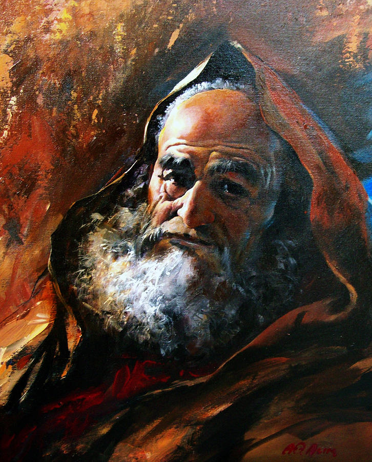 Old Man Painting by Alim Adilov