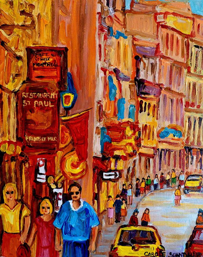 Old Montreal Restaurants #1 Painting by Carole Spandau