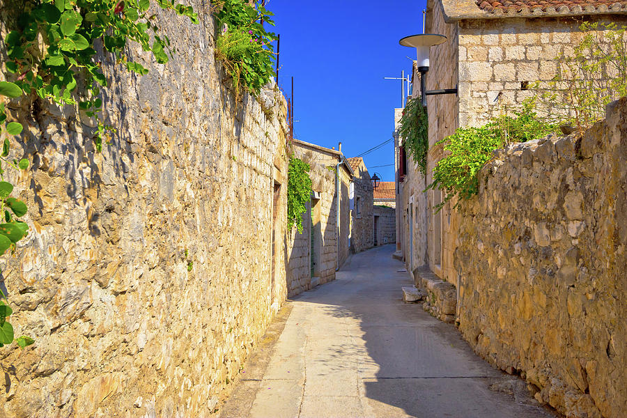 Old narrow stone street of Vis view #1 Photograph by Brch Photography