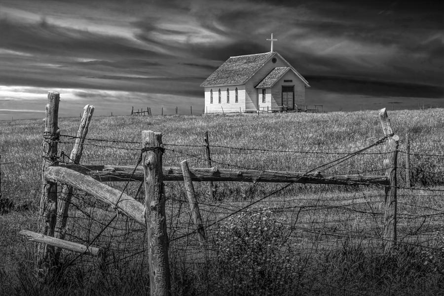 Old Rural Country Church In Black And White Photograph by ...