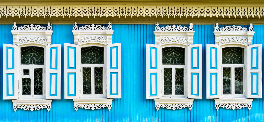 Old Russian Wooden Window Frames #1 Photograph by John Williams