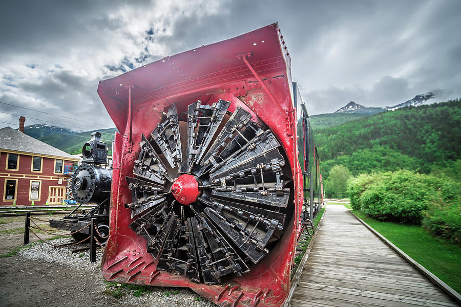 Old Snow Plow Museum Train Locomotive In Skagway Alaska #1 Photograph by Alex Grichenko