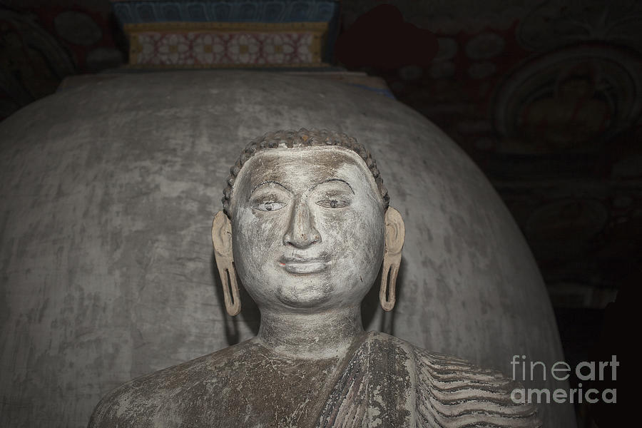 Buddha Photograph - Old stone Buddha statue by Patricia Hofmeester