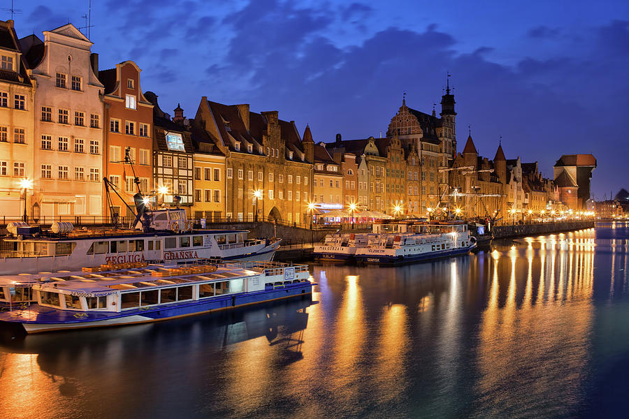 Old Town of Gdansk by Night in Poland #1 Photograph by Artur Bogacki
