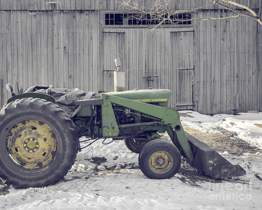 Old Tractor by the grey barn Photograph by Edward Fielding