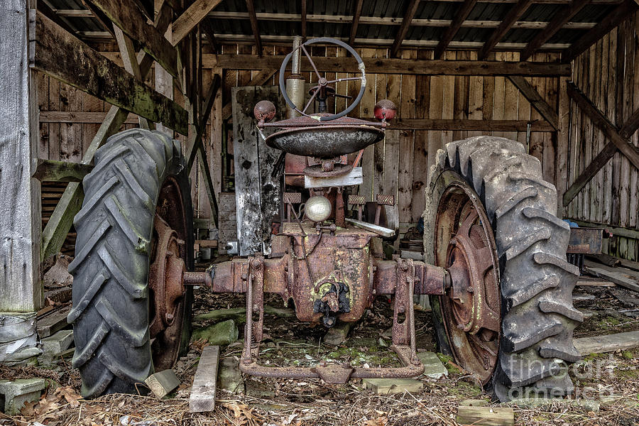 Old Tractor in the Barn #1 Photograph by Edward Fielding