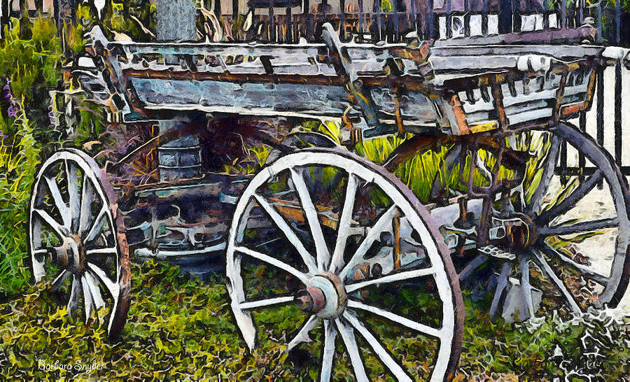 Old Wood Wagon Digital #1 Photograph by Barbara Snyder