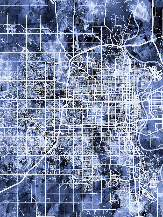 Omaha Nebraska City Map #1 Digital Art by Michael Tompsett