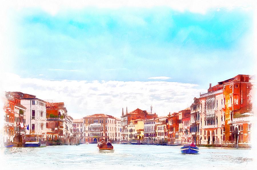 On a boat trip on the Grand Canal in the beautiful city of Venice in Italy #1 Digital Art by Gina Koch