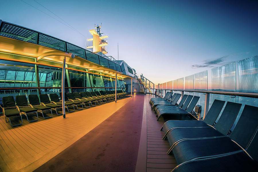 On Deck Of Large Cruise Ship In Pacific Ocean Near Alaska #1 Photograph by Alex Grichenko