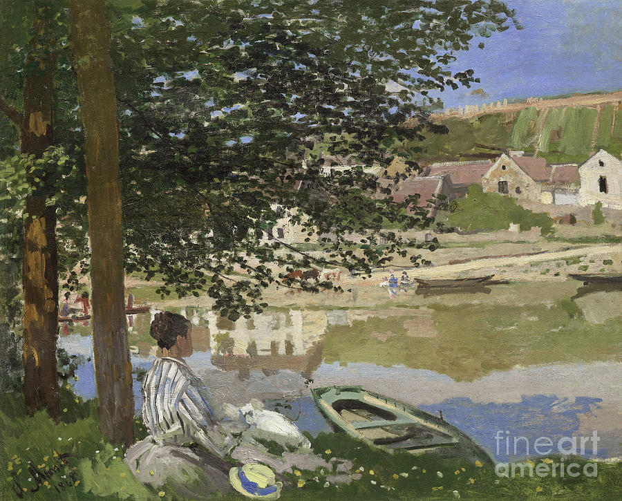 On the Bank of the Seine, Bennecourt Painting by Claude Monet