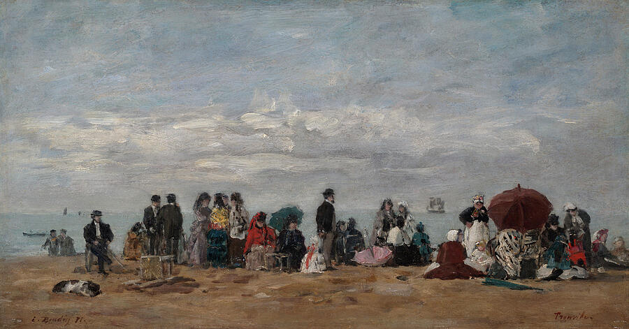Design Painting - On the Beach #1 by Eugene Boudin