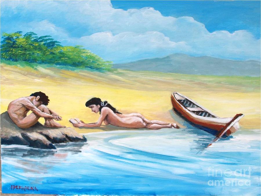 On the beach #1 Painting by Jean Pierre Bergoeing