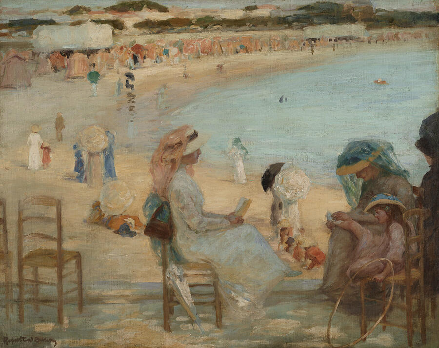 On the Beach, from circa 1908 Painting by Rupert Bunny