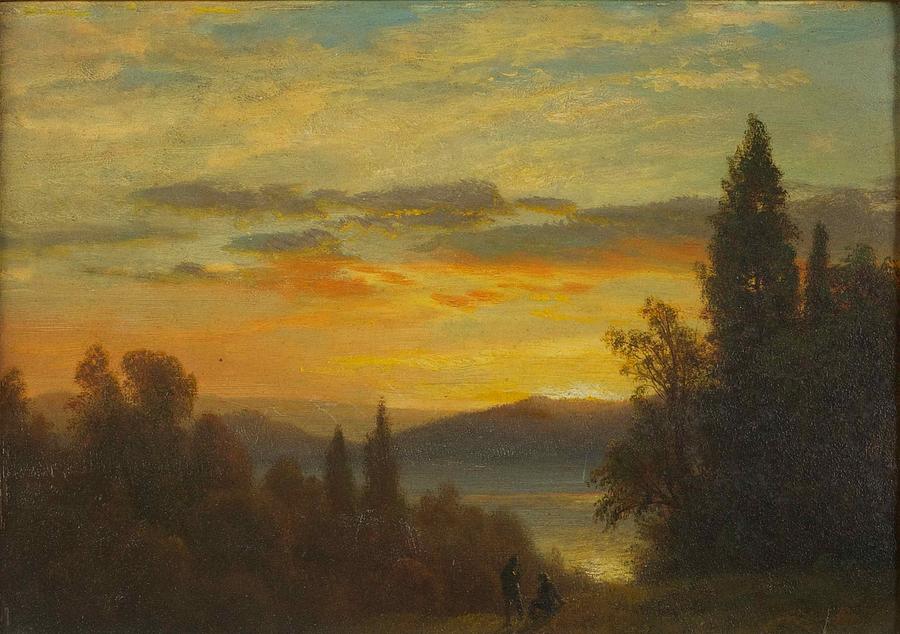 On The Hudson River Near Irvington #1 Painting by Albert Bierstadt