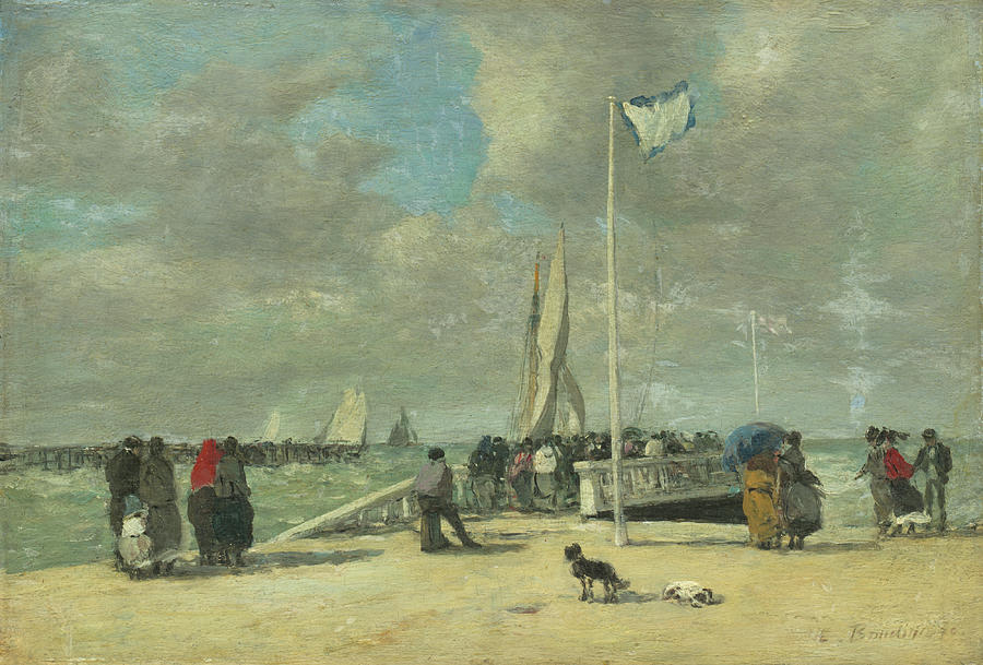 On the Jetty #1 Painting by Eugene Boudin