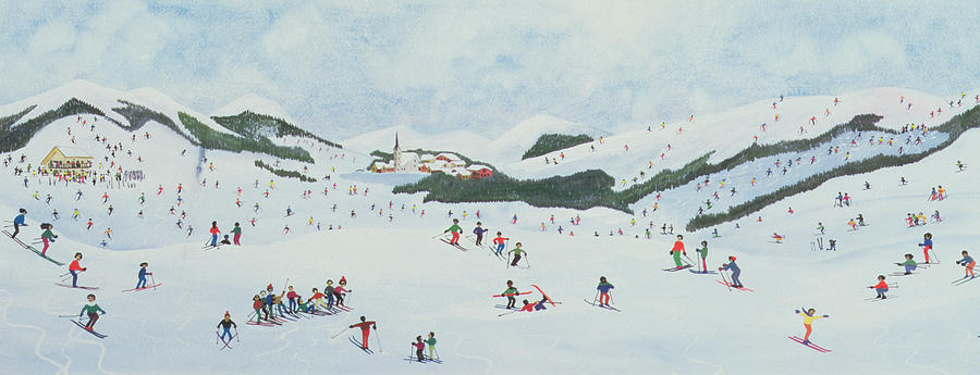 Winter Painting - On The Slopes by Judy Joel
