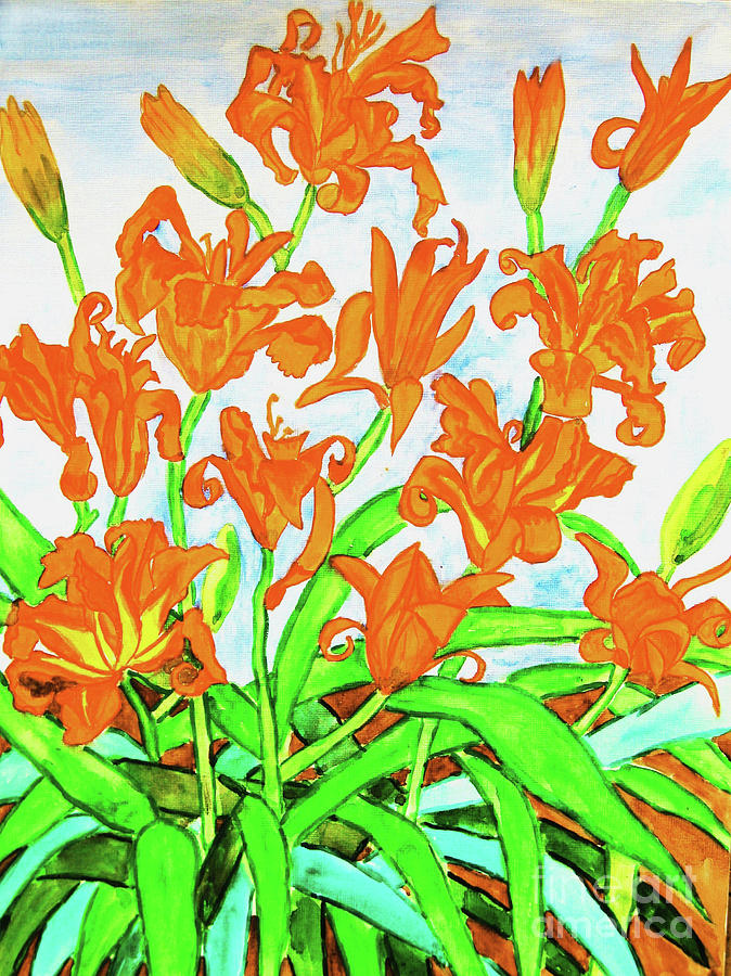 Orange daily lilies #1 Painting by Irina Afonskaya