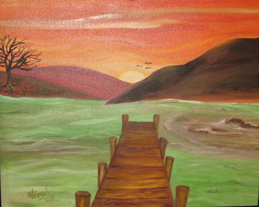 Landscape Painting - Orange Sky #1 by Virgil Dublin
