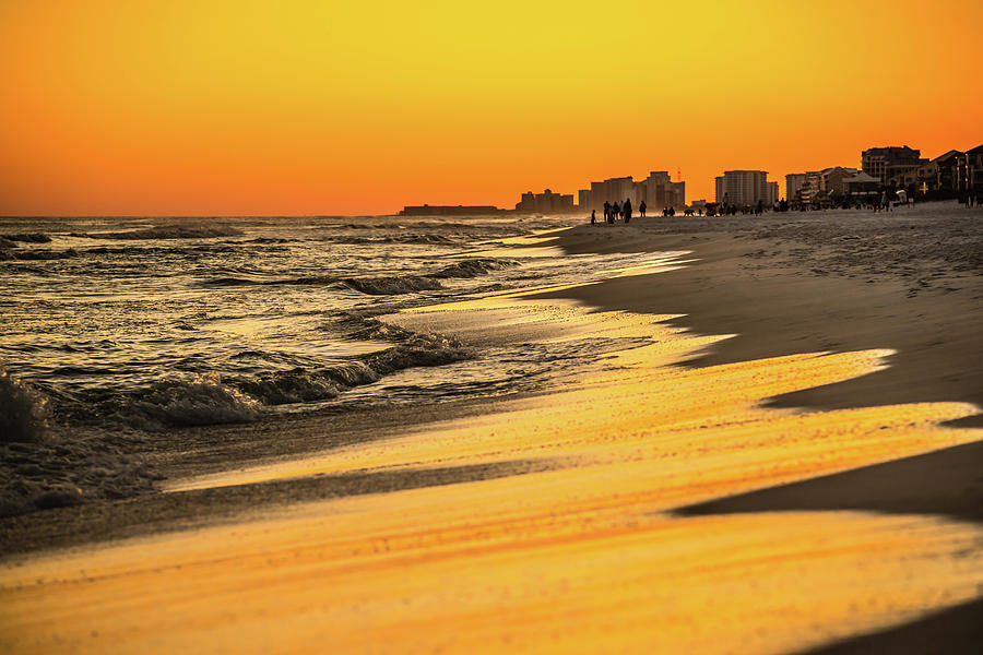 Orange Sunset Over Gulf Of Mexico At Destin Fl #1 Photograph by Alex Grichenko