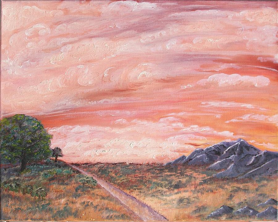 Nature Painting - Orange sunset #1 by Outside the door By Patt