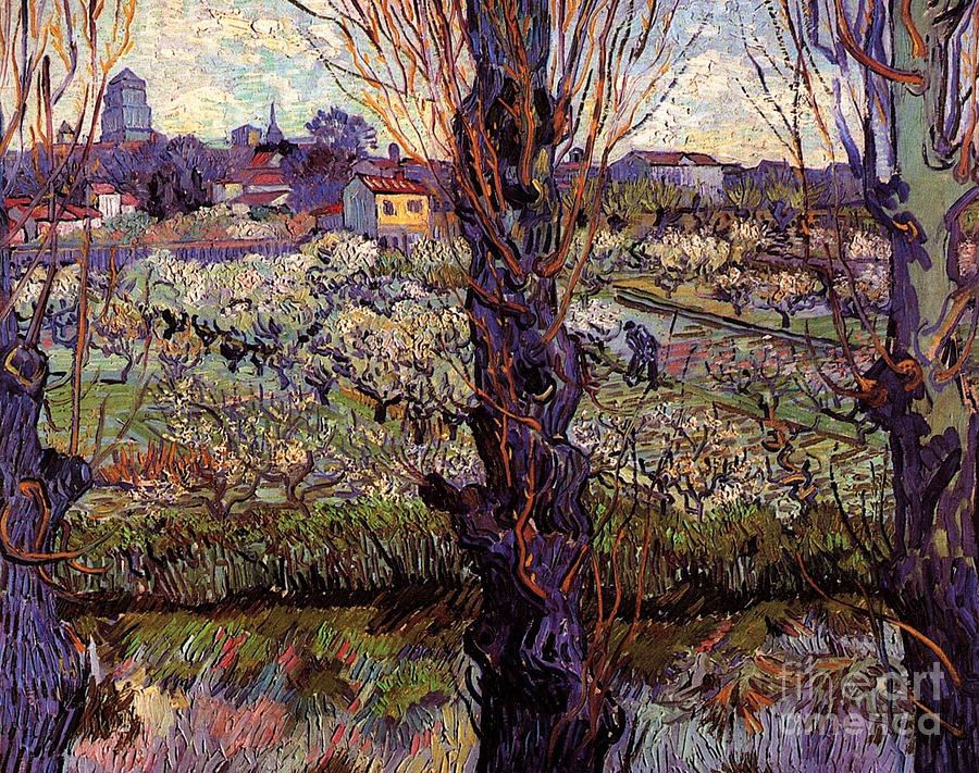 Arles Painting - Orchard in Blossom with View of Arles #1 by Vincent Van Gogh