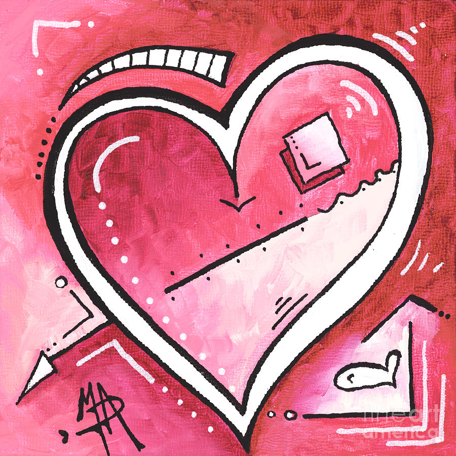 Original Mini PoP of Love Heart Painting Pop Art by Megan Duncanson Bubblegum Pink Painting by Megan Aroon