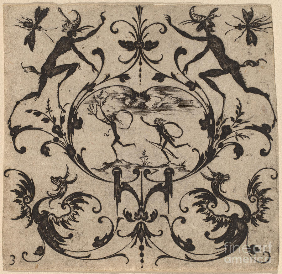 Ornament With Grotesque Drawing by Master Cr - Fine Art America