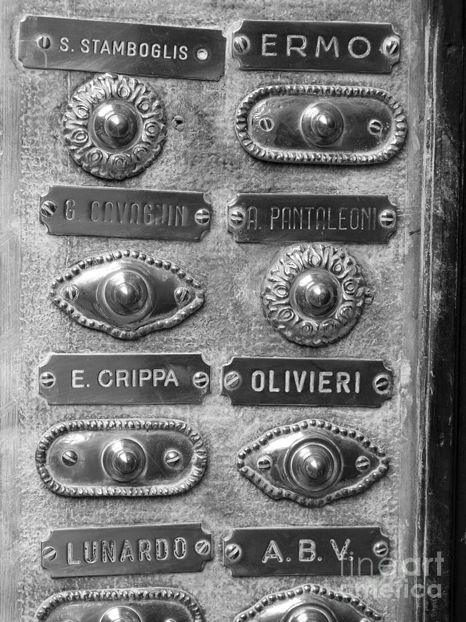 Ornate Doorbells Venice Photograph By Photimageon Uk