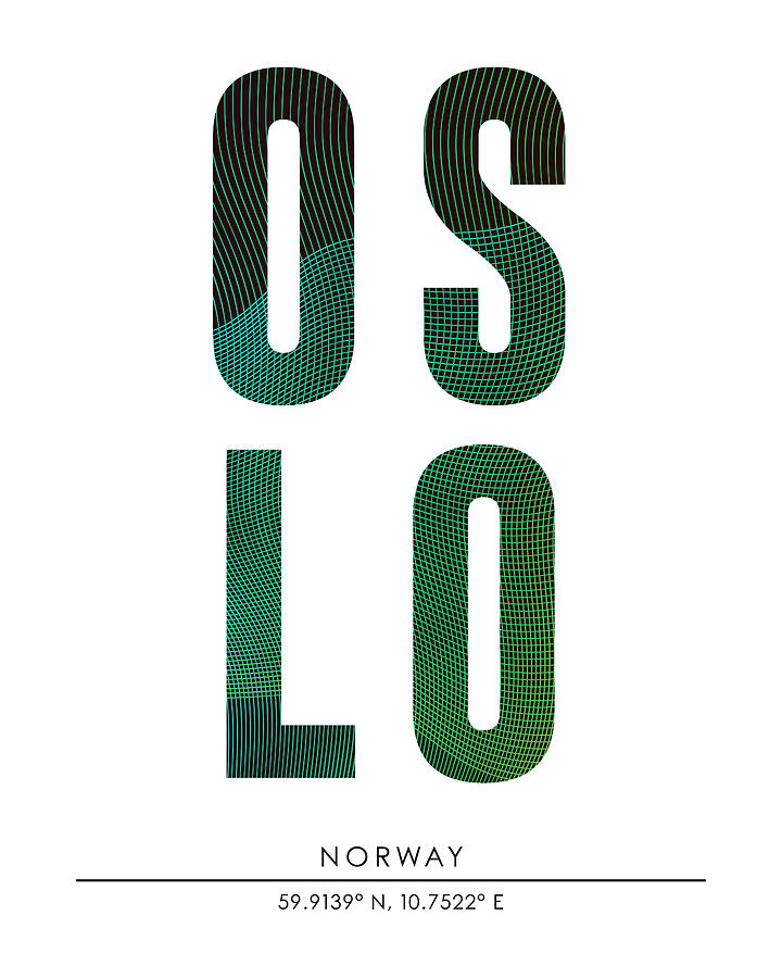 Oslo, Norway - City Name Typography - Minimalist City Posters Mixed Media by Studio Grafiikka