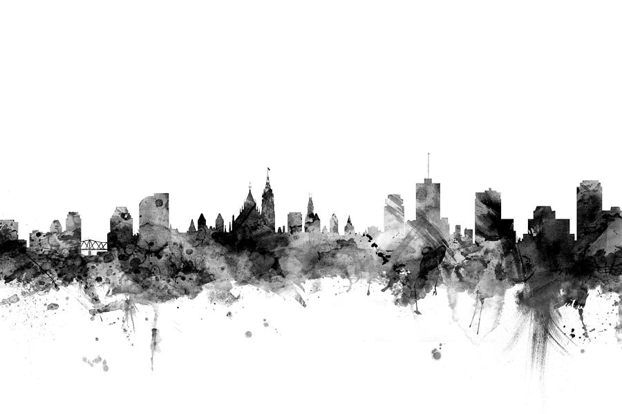 Ottawa Digital Art - Ottawa Canada Skyline #1 by Michael Tompsett