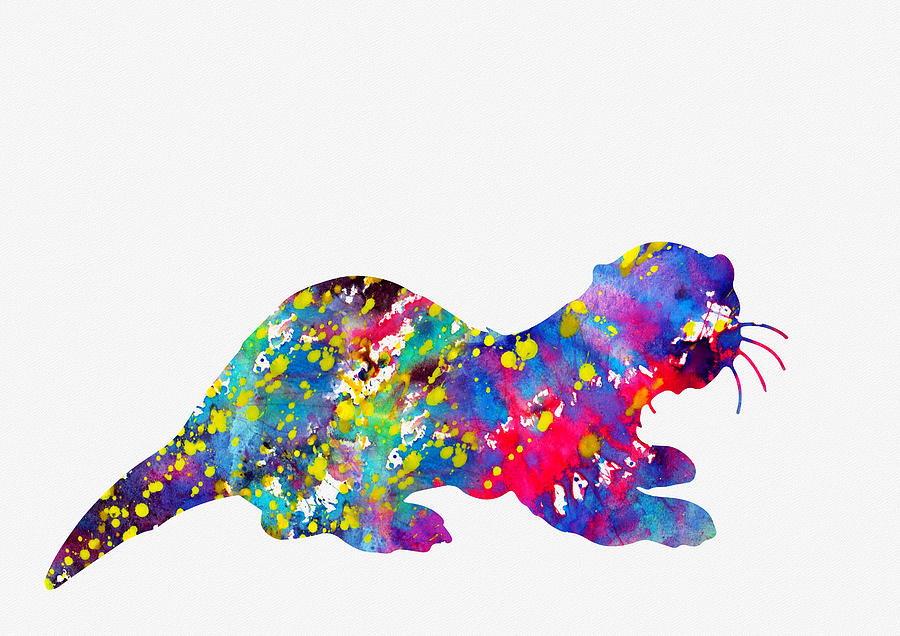 Otter Digital Art - Otter-colorful #1 by Erzebet S