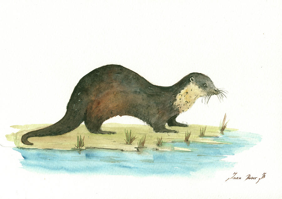 River Otter Painting - Otter #1 by Juan Bosco