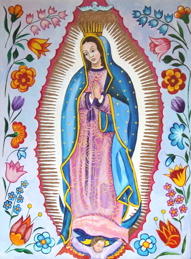 Flower Painting - Our Lady of Guadalupe by Jan Mecklenburg