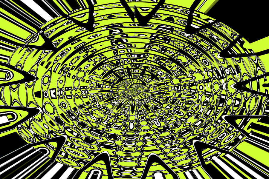 Oval Yellow And Black Abstract #1 Digital Art by Tom Janca