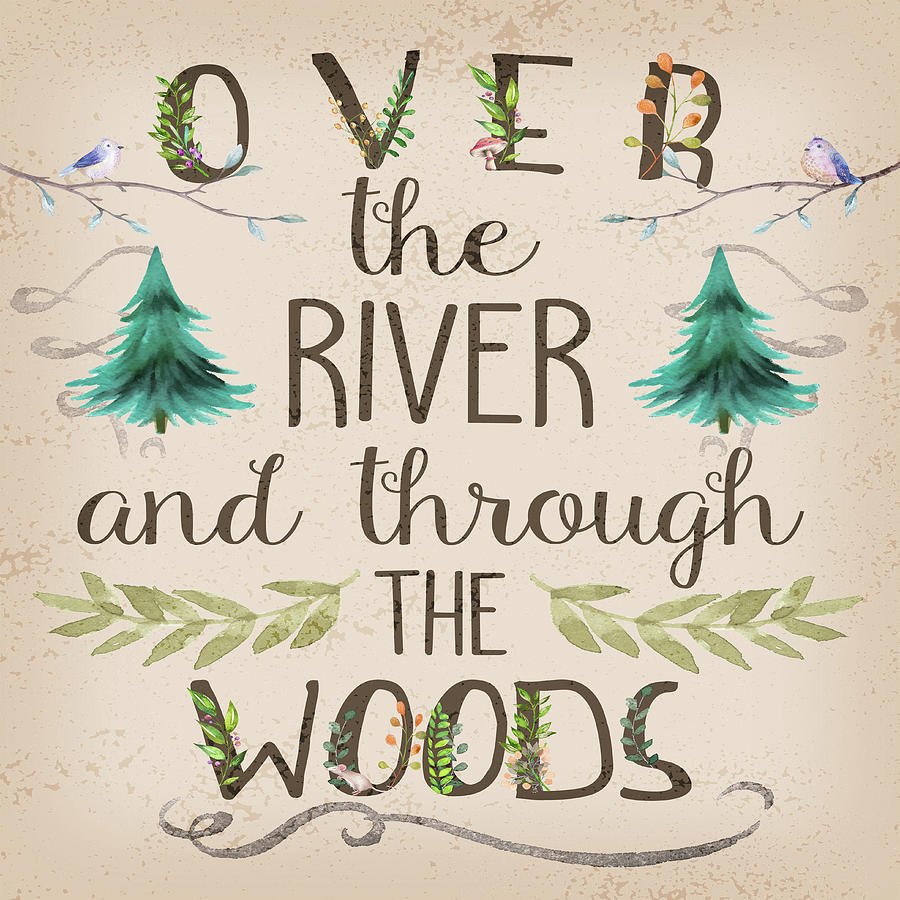 Baby Nursery Digital Art - Over The River And Through The Woods Woodland Art #1 by Pink Forest Cafe