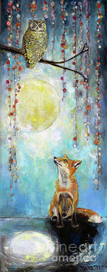 Owl Painting - Owl and Fox by Manami Lingerfelt