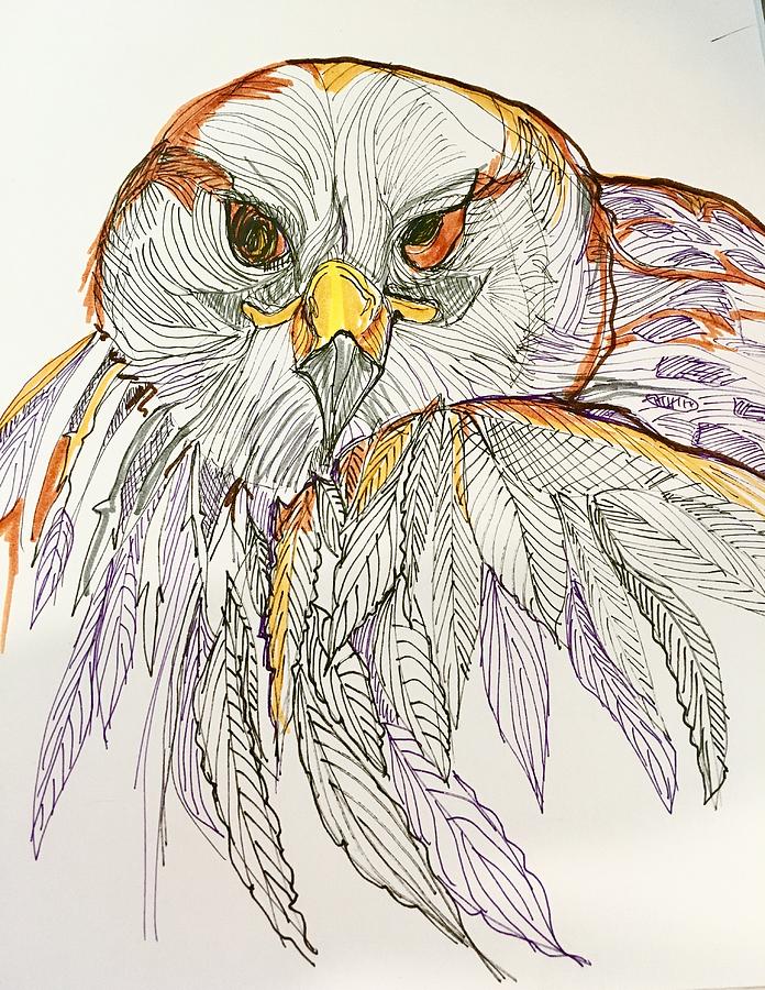 Owl #1 Drawing by Rosalinde Reece