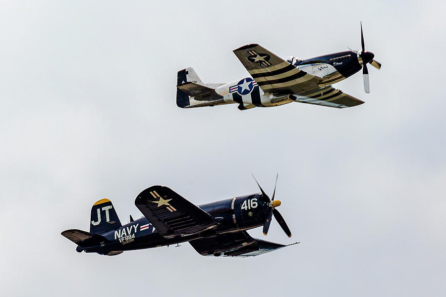 P-51 Quick Siler and Vought F4U Corsair  #1 Photograph by Jack R Perry