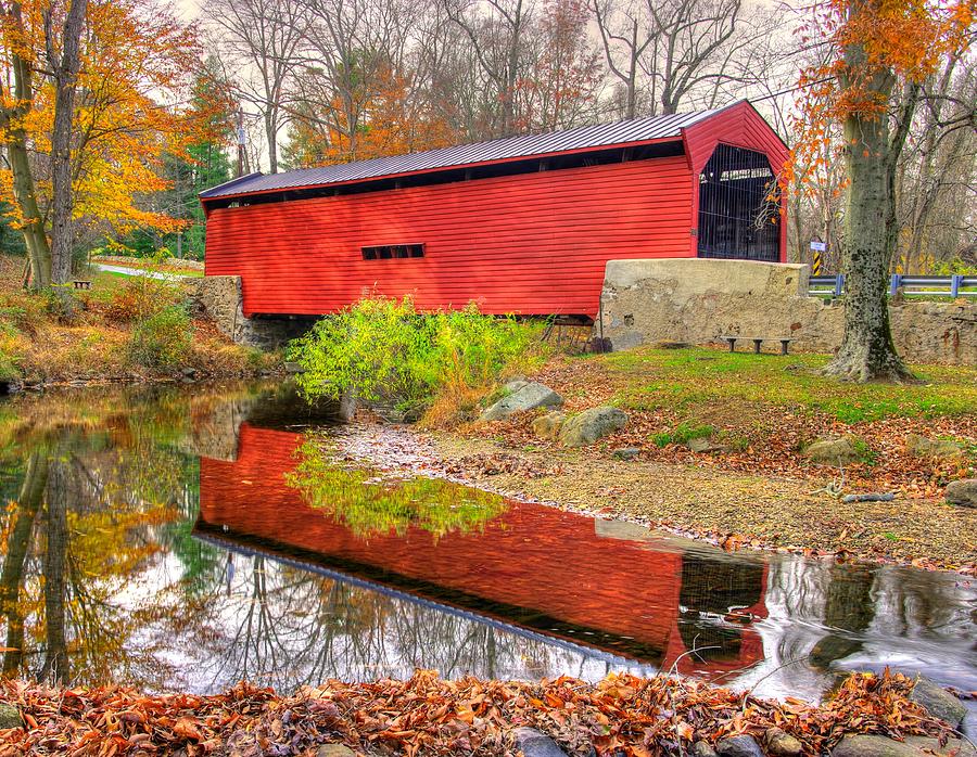 PA Country Roads- Bartrams / Goshen Covered Bridge Over Crum Creek No.11 Chester / Delaware Counties #1 Photograph by Michael Mazaika