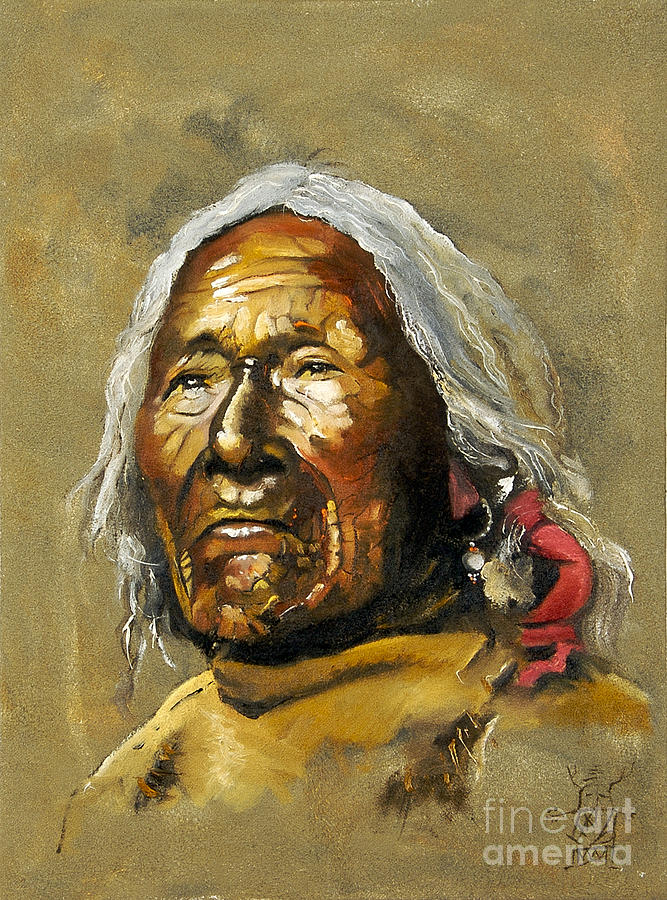 Native American Portraits Painting - Painted sands of time by J W Baker Native American Portraits Painting - Painted sands of time by J W Baker