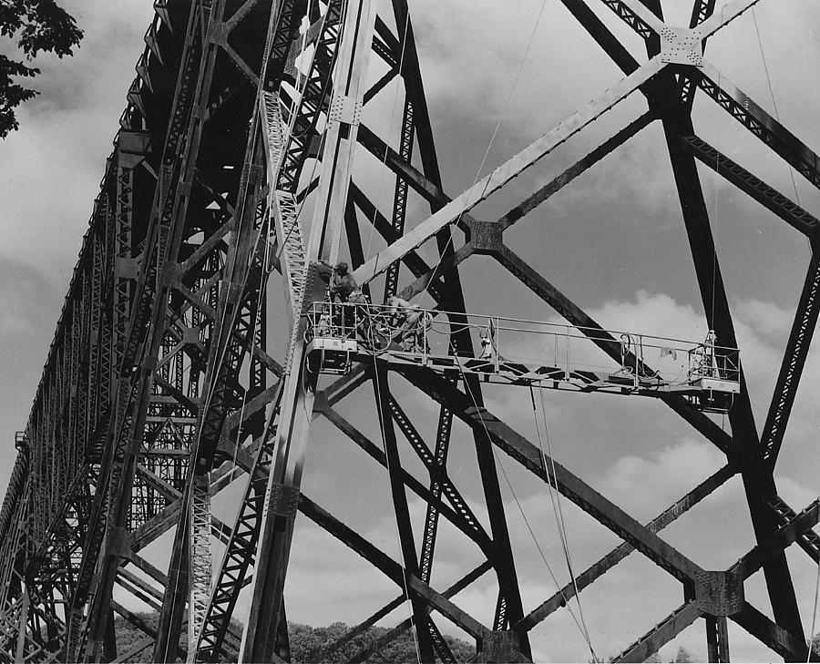 Painting Boone High Bridge - 1958 #1 Photograph by Chicago and North Western Historical Society