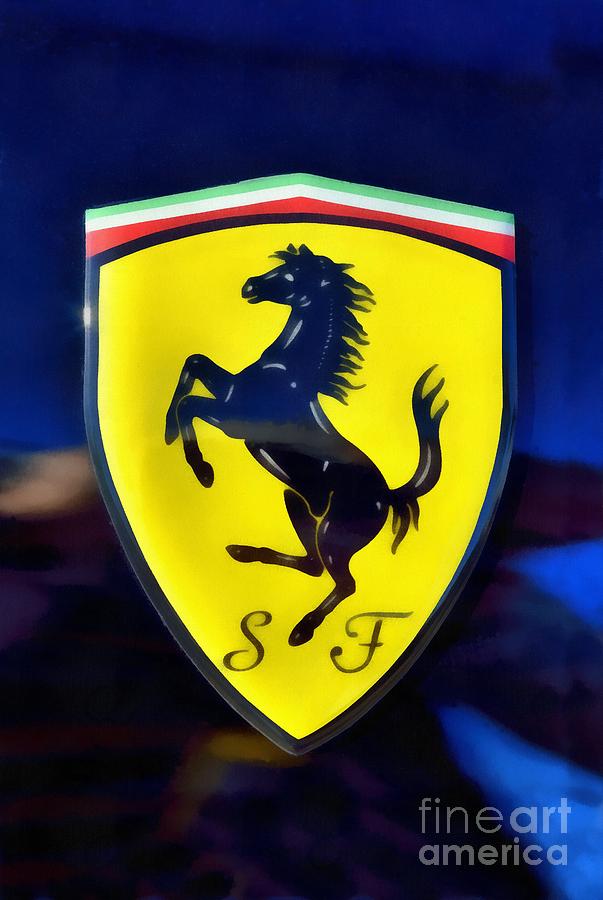 Car Painting - Painting of Ferrari badge #6 by George Atsametakis