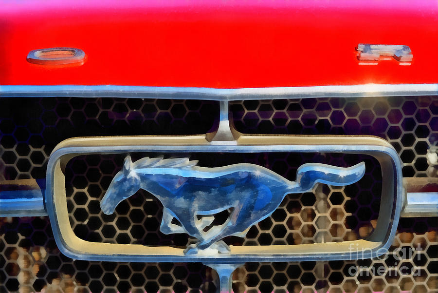 Painting of Ford Mustang badge #1 Painting by George Atsametakis