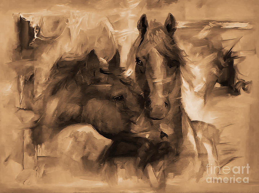 Pair of Horses #1 Painting by Gull G